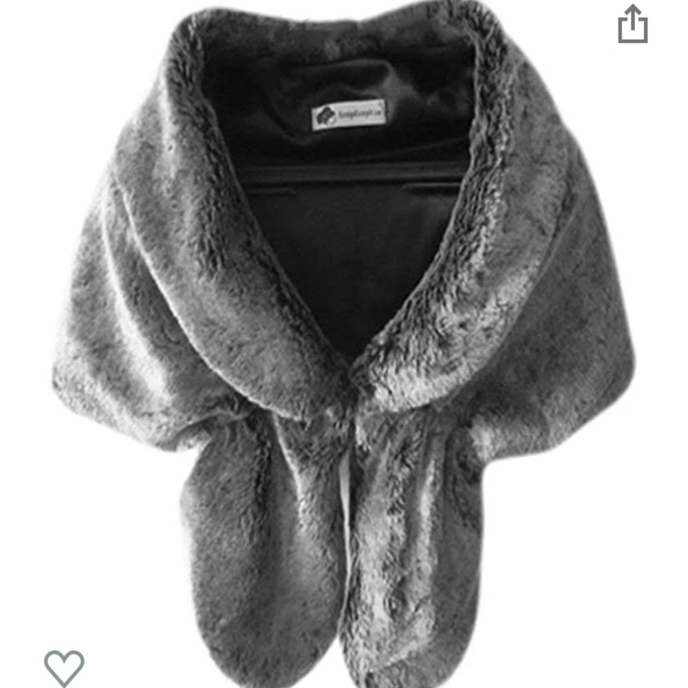 Faux Rabbit Fur Gray Shawl